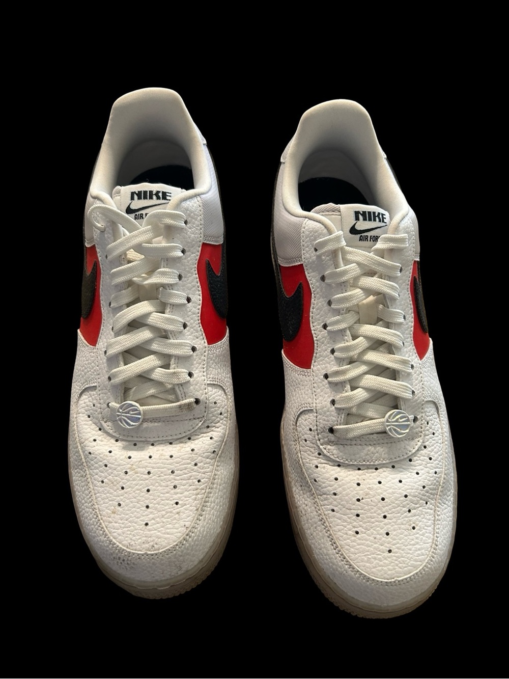 Nike Men’s Air Force 1 White Black Red Athletic Shoes